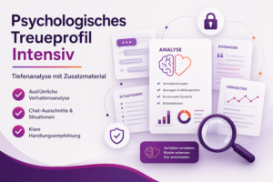 Psychologisches Treueprofil Intensiv von Law-Love.de zur diskreten Analyse von Verhalten, Aussagen, Chat-Ausschnitten und Beziehungsmustern